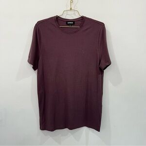 Express Crew-Neck Pique Textured T-Shirt Size medium Purple Short Sleeve